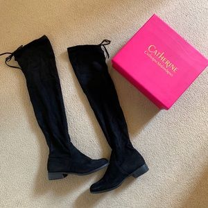 Black suede over the knee boots (size 7)